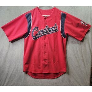St. Louis Cardinals Jersey Mens M Red Blue Stitches MLB Custom Replica #12